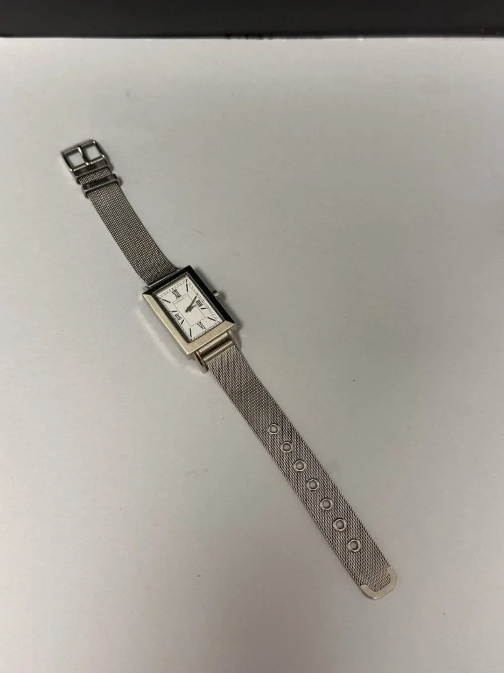 Isaac Mizarhi Live Watch Women Silver Tone Rectangle Dial Mesh Band New Battery